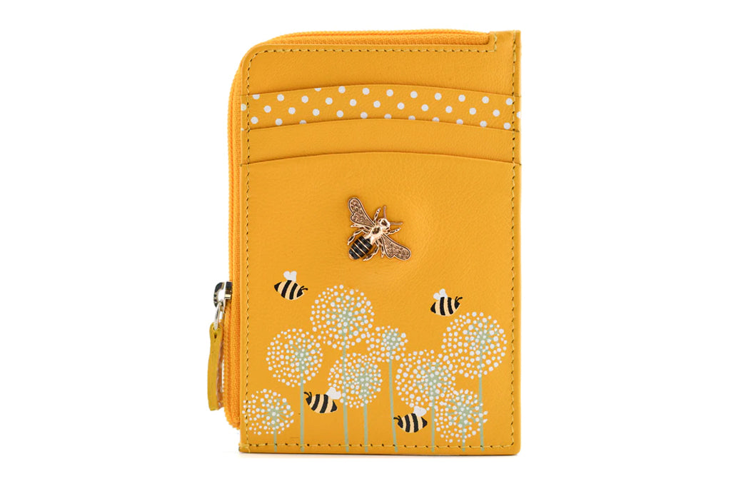 Mala Leather Piccola borsa compatta Bumble bee protezione RFID